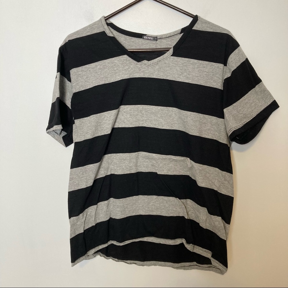 Vox Populi Striped Shirt, Black and Gray, XL